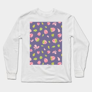 Raspberry Boom Seamless Surface Pattern Design Long Sleeve T-Shirt